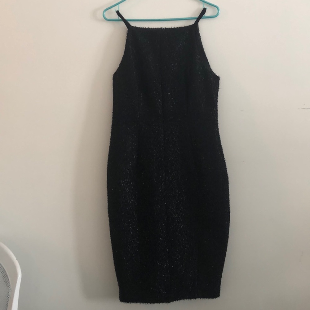 Black textured cocktail dress